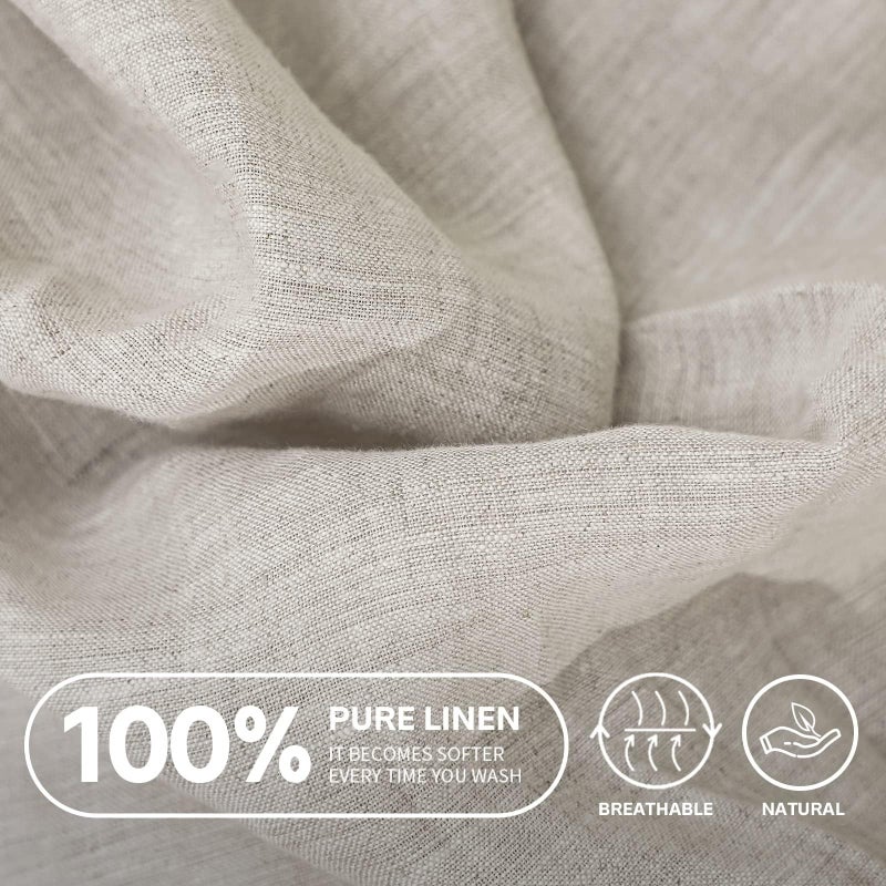 Simple&Opulence 100% Linen Fitted Sheet Queen(1 Piece), 14 Inch Deep Pocket Mattress Cover Natural French Flax Stone Washed Farmhouse Soft Breathable Bottom Sheets-Linen - Image 2